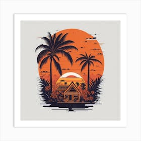 Sunset Palm Trees Art Print