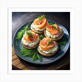 Smoked Salmon And Cream Cheese Canapés Art Print