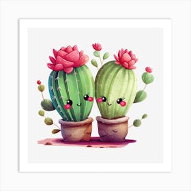 Kawaii Cactus Art Print