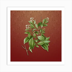 Vintage American Bittersweet Botanical on Falu Red Pattern n.0435 Art Print