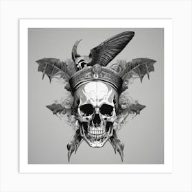 Skull And Eagle Art Print