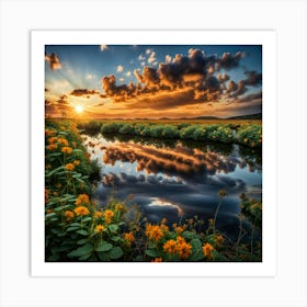 Sunset In The Meadow 4 Art Print