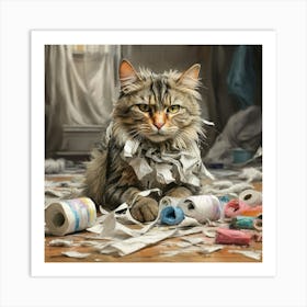 Cat In A Roll Art Print