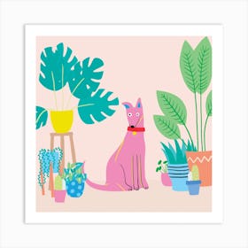 Dog And Plantscmyk Art Print