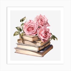 Roses On Books 8 Art Print