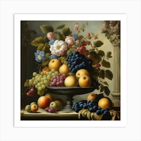 Fruit & Flowers Baroque Style 04 Art Print