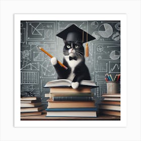 Graduation Cat 1 Art Print