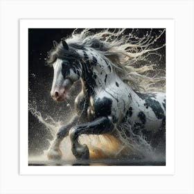 Horse Running In Water 1 Art Print