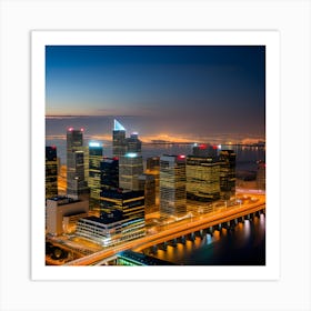 Cityscape At Night 1 Art Print