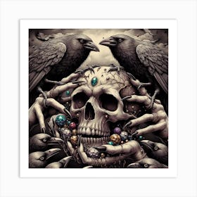 Crows And Skulls Art Print