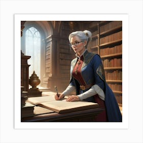 The Elderly Lady Librarian 001 Art Print