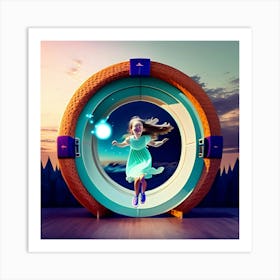 Girl Portal jump  Art Print