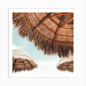 Straw Umbrellas Square Art Print