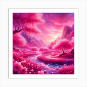 Pink Cherry Blossoms Art Print