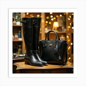 Black Boots And Handbag 6 Art Print