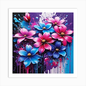 Flowers With Splatters Art Print