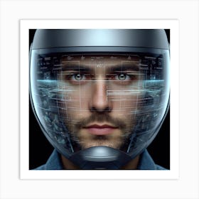 Portrait Of A Man In A Helmet Art Print