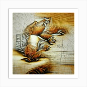 Squirrels In A Tree Art Print