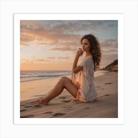 547928 A Touristic Sandy Beach, An Attractive Sunrise, A Xl 1024 V1 0 Art Print