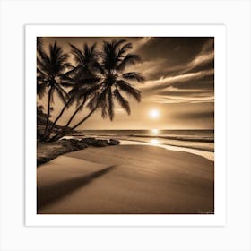 Sunset On The Beach By Robert Art Print