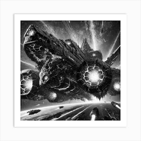 A Colossal Inferno Class Battlecruiser Grayscale Art Print