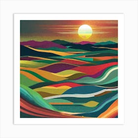 Sunset Over The Hills Art Print