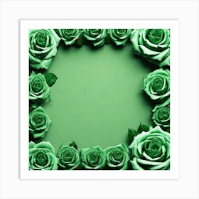 Green Roses Frame 8 Art Print