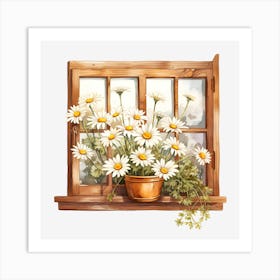 Daisies In A Window Art Print