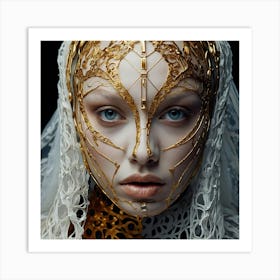 Woman In A Golden Dress Art Print