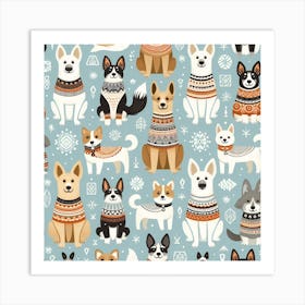 Scandinavian style,Pattern with dogs 3 Art Print