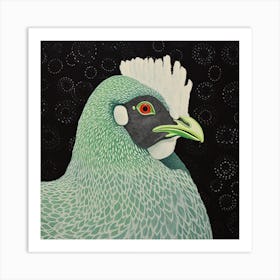 Ohara Koson Inspired Bird Painting Chicken 5 Square Art Print