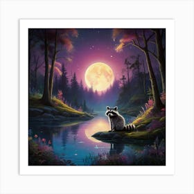 Raccoon In The Forest Art Print