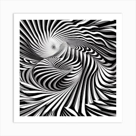 Black and white optical illusion 8 Art Print