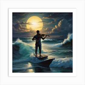 Violinist In The Ocean Art Print