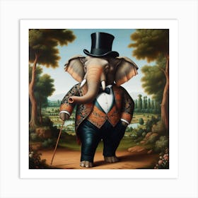 A Renaissance Painting Of An Elephant In A Tuxedo Art Print