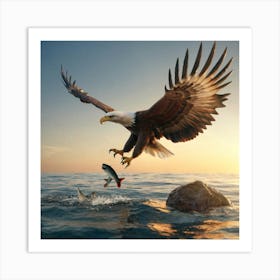 Eagle Catching Fish Art Print
