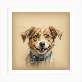 Happy Dog Portrait Art Print