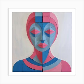 DECONSTRUCTED BLUE AND PINK FIGURE 1 Art Print