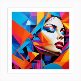 Abstract Piece Vibrant Colors Female Art Print