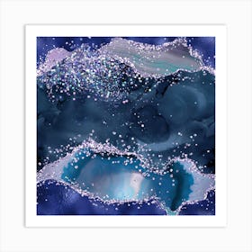 Ocean Glitter Agate Texture 04 1 Art Print