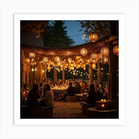 A Lively Autumn Festival Drenched In Rustic Charm Cascading Lanterns Of Burnished Gold And Amber (1) Art Print