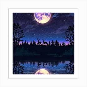 Leonardo Anime Xl A Serene And Mystical Night Landscape Featur 2 (1) Art Print