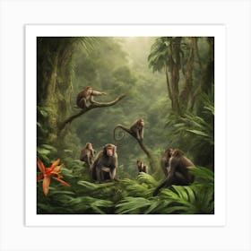 Monkeys In The Jungle Art Print