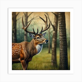 Deer In The Woods 25 Art Print