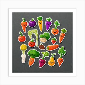 Vegetable Stickers Art Print