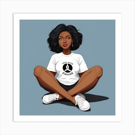 Black Woman Sitting On The Ground Art Print