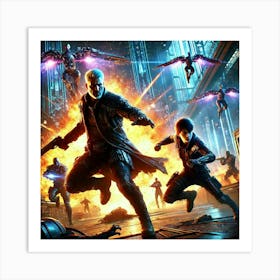 Sci Fi Action Scene Ronan Icarion Art Print