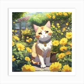 Cat In The Garden Art Print