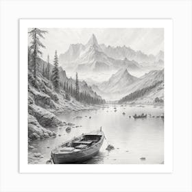 Boat In A Lake Art Print