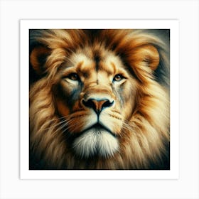 Lion Portrait in oil paint Art Print